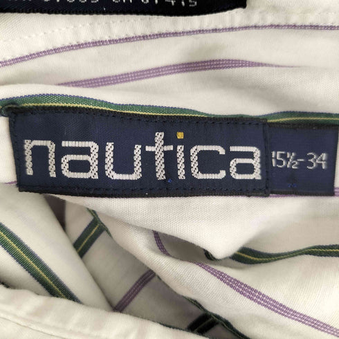 ノーティカ NAUTICA 00s 香港製 ストライプ シングルポケット 長袖シャツ メンズ 151/2-34