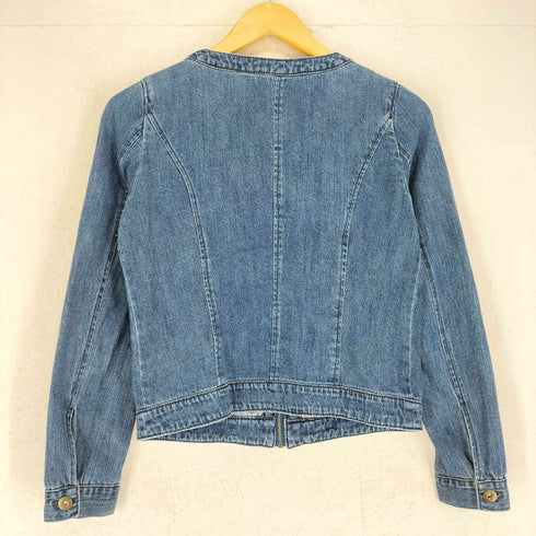 vous meme フロントフリルデザインノーカラーデニムジャケット レディース import:M
