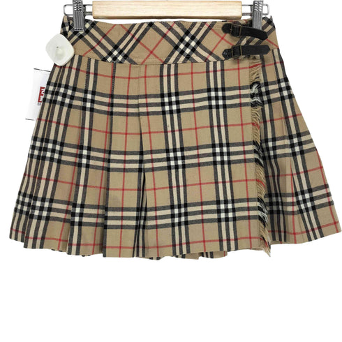 バーバリーブルーレーベル BURBERRY BLUE LABEL ノバチェック ウール プリーツ 巻きスカート レディース EUR:36