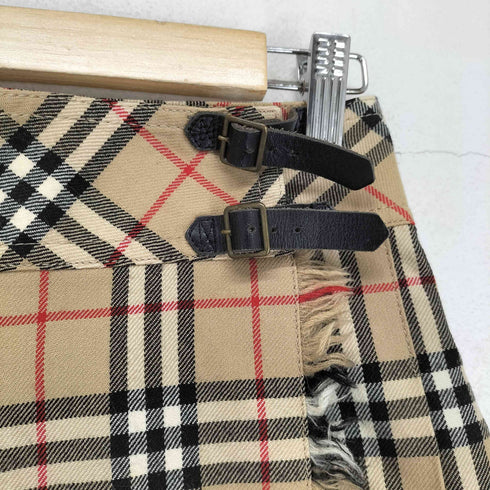 バーバリーブルーレーベル BURBERRY BLUE LABEL ノバチェック ウール プリーツ 巻きスカート レディース EUR:36