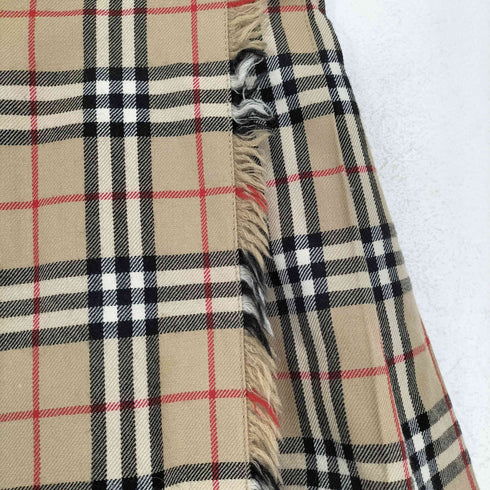 バーバリーブルーレーベル BURBERRY BLUE LABEL ノバチェック ウール プリーツ 巻きスカート レディース EUR:36