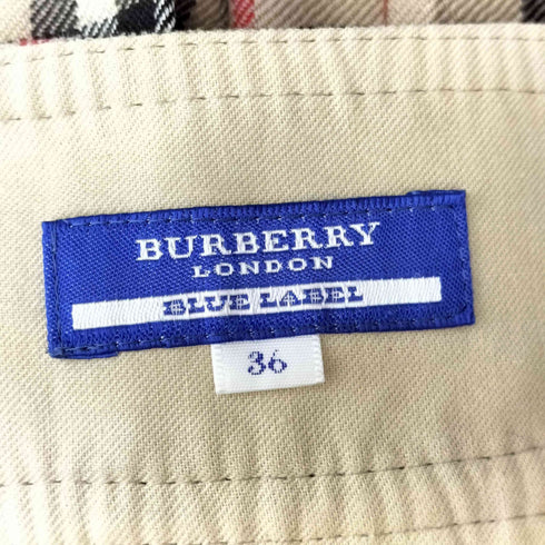 バーバリーブルーレーベル BURBERRY BLUE LABEL ノバチェック ウール プリーツ 巻きスカート レディース EUR:36