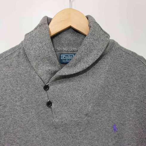 ポロバイラルフローレン Polo by RALPH LAUREN 90s スモールポニー刺繍 ショールカラー ニット メンズ import:L