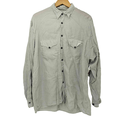 TAVARNER & CO 60s-70s イタリア製 ストライプ レーヨン ワークシャツ メンズ import:M