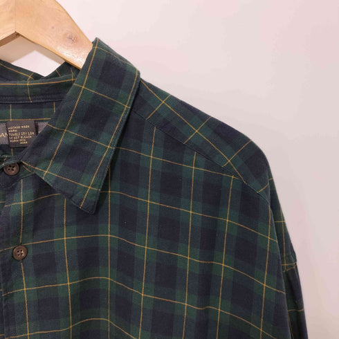 バナナリパブリック BANANA REPUBLIC 90s タータンチェック L/S ネルシャツ メンズ import:XL