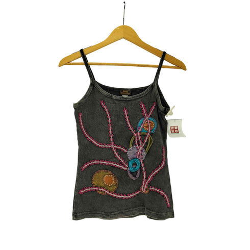 Rising International 刺繍 装飾 ケミカルウォッシュ キャミソール Y2K レディース import:S