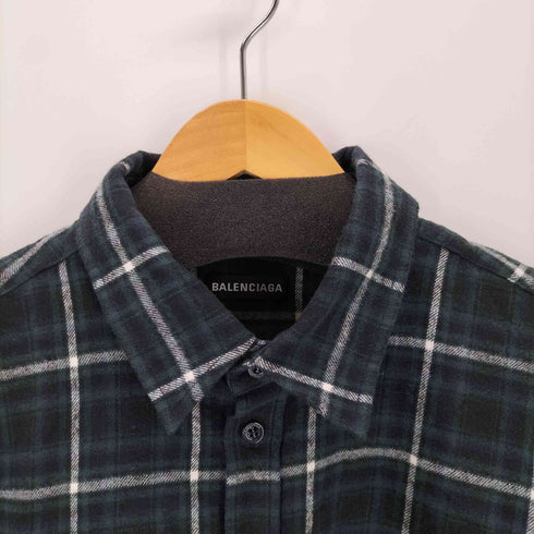 バレンシアガ BALENCIAGA フランネルチェックシャツ メンズ 37