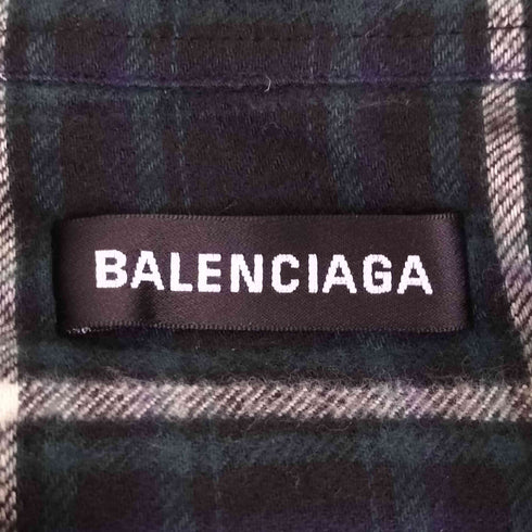 バレンシアガ BALENCIAGA フランネルチェックシャツ メンズ 37