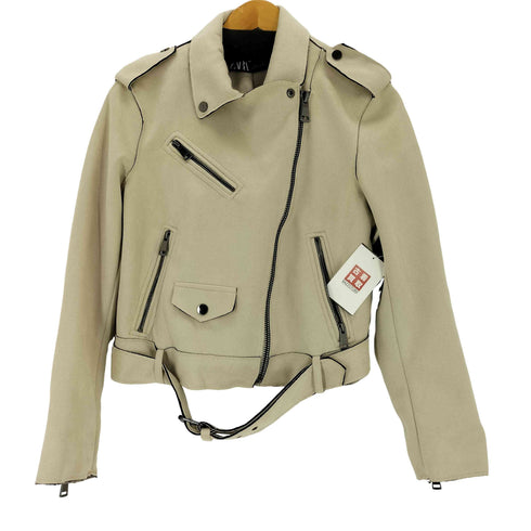 ザラ ZARA スエードライクダブルライダースジャケット レディース import:M