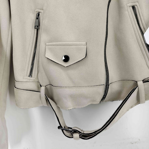 ザラ ZARA スエードライクダブルライダースジャケット レディース import:M