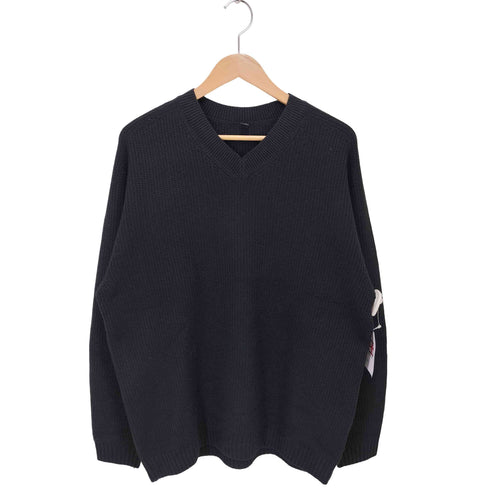 ユニクロ UNIQLO 3DスフレヤーンVネックセーター メンズ JPN:L