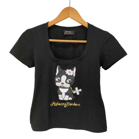 REBECCA BONBON BA-TSU ラインストーン チェーン クロップド Tシャツ ピチT レディース JPN:M