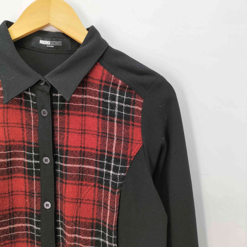 ミチコロンドン MICHIKO LONDON チェック パッチ レーヨン混シャツ 背面ベルト レディース JPN:11号