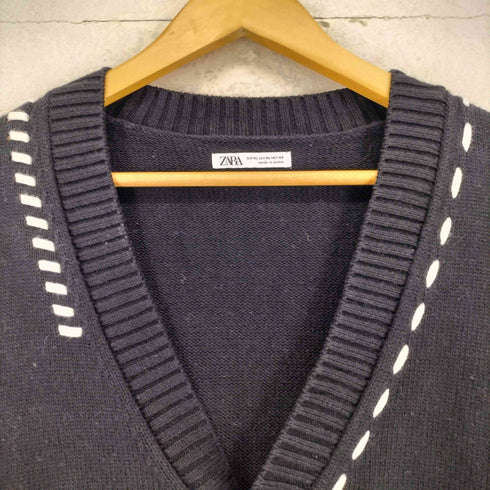 ザラ ZARA ステッチデザインカーディガン メンズ XL