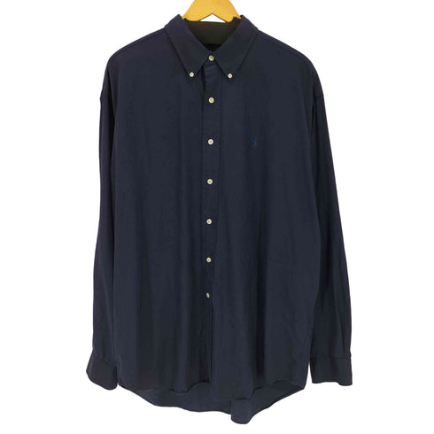 ポロバイラルフローレン Polo by RALPH LAUREN 90s BLAKE シルクコットン ポニー刺繍 L/S レギュラーカラーシャツ メンズ import:XL