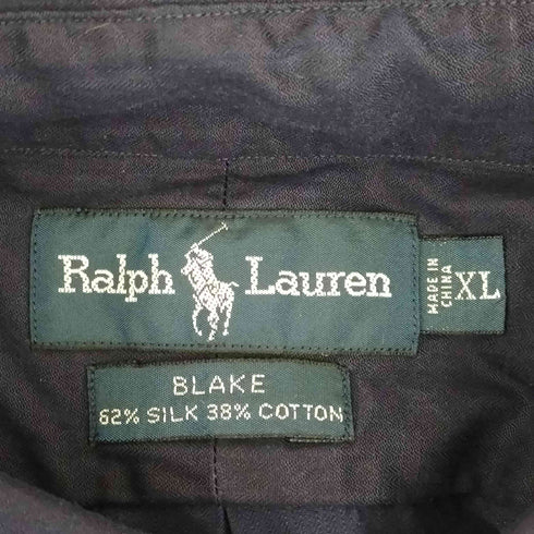 ポロバイラルフローレン Polo by RALPH LAUREN 90s BLAKE シルクコットン ポニー刺繍 L/S レギュラーカラーシャツ メンズ import:XL