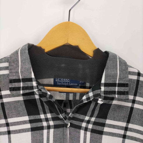 ポロバイラルフローレン Polo by RALPH LAUREN 90S CALDWELL ポニー刺繍 オープンカラーチェック半袖シャツ メンズ import:L