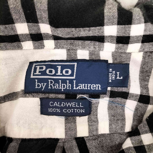 ポロバイラルフローレン Polo by RALPH LAUREN 90S CALDWELL ポニー刺繍 オープンカラーチェック半袖シャツ メンズ import:L