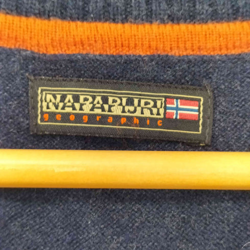 ナパピリ NAPAPIJRI ロゴ刺繍 ウール Vネック ロングスリーブ ニット メンズ import:XS