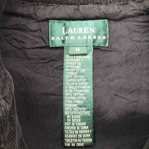 ローレンラルフローレン LAUREN RALPH LAUREN 緑タグ ニット 切り替え コーデュロイ ドライバース ニット ジャケット レディース import:M