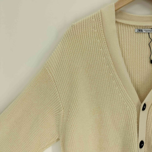 ザラ ZARA リブ編み コットン ニット Vネック カーディガン メンズ import:M