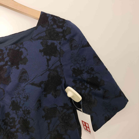 Hobbs London スクエアネック 花 刺繍 半袖 ワンピース ドレス レディース UK:8