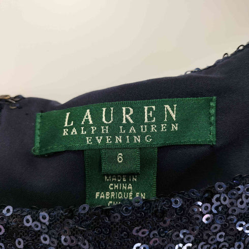 ローレンラルフローレン LAUREN RALPH LAUREN EVENING スパンコール ノースリーブ ドレス レディース US:6