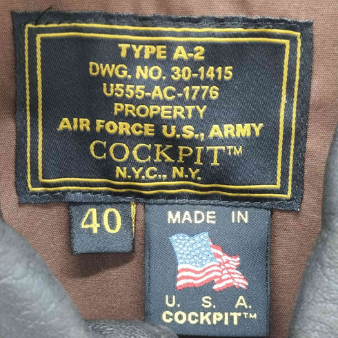 COCKPIT USA A-2 レザーフライトジャケット メンズ import:L