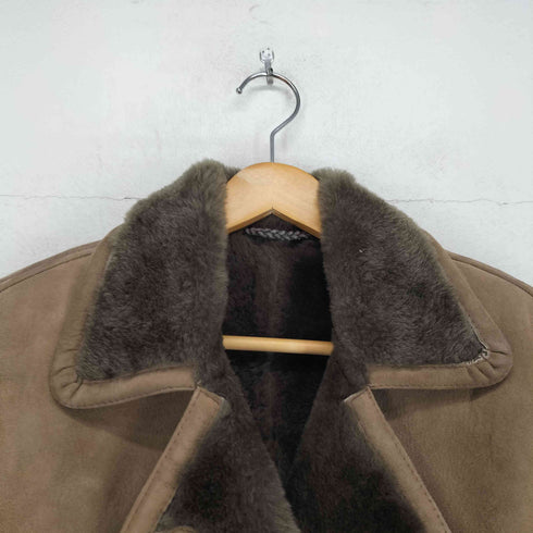 lamb leather ムートンロングコート レディース