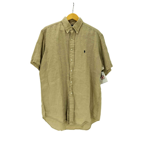 ラルフローレン RALPH LAUREN CLASSIC FIT ポニー 刺繍 S/S ボタンダウン リネン シャツ メンズ import:M