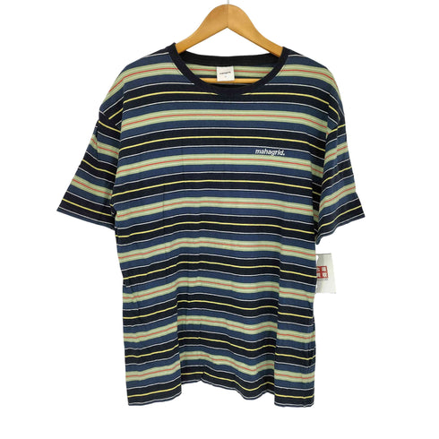 マハグリッド mahagrid ロゴ刺繍 コットン ボーダー クルーネック Tシャツ メンズ import:L