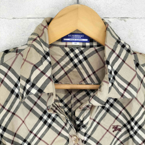 バーバリーブルーレーベル BURBERRY BLUE LABEL ノバチェック 7分丈 スキッパーシャツ レディース JPN:38