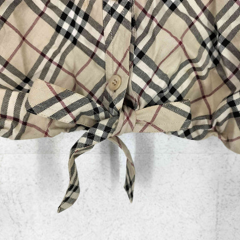 バーバリーブルーレーベル BURBERRY BLUE LABEL ノバチェック 7分丈 スキッパーシャツ レディース JPN:38