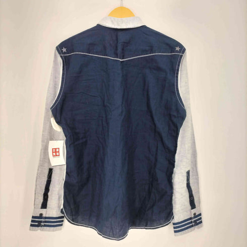 GRIFFIN HARTLAND コットンリネン 比翼ボタン エンブレムプリント 長袖シャツ メンズ import:L