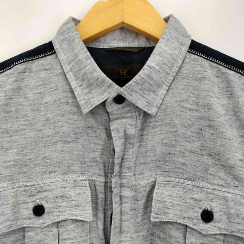 GRIFFIN HARTLAND コットンリネン 比翼ボタン エンブレムプリント 長袖シャツ メンズ import:L