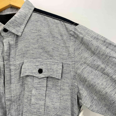 GRIFFIN HARTLAND コットンリネン 比翼ボタン エンブレムプリント 長袖シャツ メンズ import:L