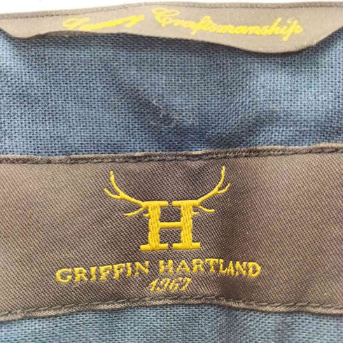 GRIFFIN HARTLAND コットンリネン 比翼ボタン エンブレムプリント 長袖シャツ メンズ import:L