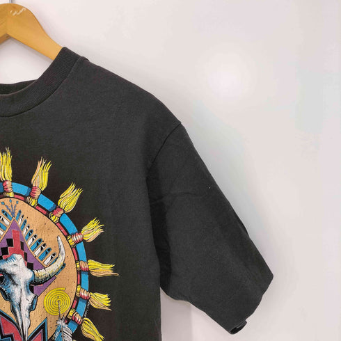 フルーツオブザルーム FRUIT OF THE LOOM 80s USA製 シングルステッチ San Antonio バッファロースカル フェザープリント クルーネック半袖Tシャツ メンズ import:L