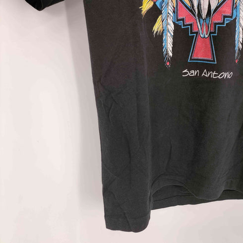 フルーツオブザルーム FRUIT OF THE LOOM 80s USA製 シングルステッチ San Antonio バッファロースカル フェザープリント クルーネック半袖Tシャツ メンズ import:L