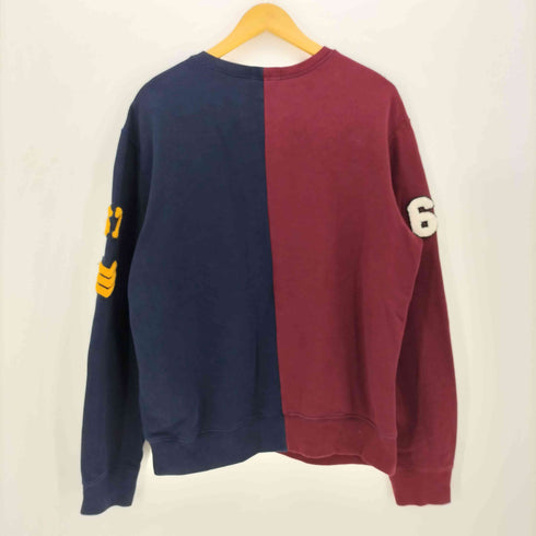 ポロラルフローレン POLO RALPH LAUREN パイルロゴ ワッペン ドッキング クルーネック スウェット メンズ import:L