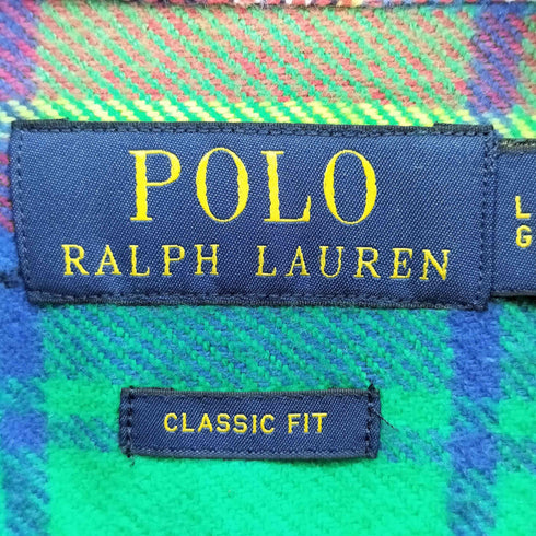 ポロラルフローレン POLO RALPH LAUREN CLASSIC FIT チンストラップ マルチチェック L/S ワーク ネル シャツ メンズ import:L