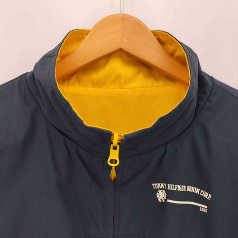 トミージーンズ tommy jeans 00S フロント ロゴ リバーシブル スタンドカラー ジップアップ ジャケット メンズ import:XL