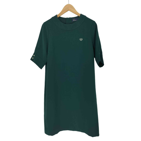 フレッドペリー FRED PERRY ロゴ刺繍 バックジップ クルーネック ショートスリーブ ワンピース レディース UK:10