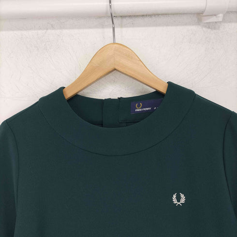 フレッドペリー FRED PERRY ロゴ刺繍 バックジップ クルーネック ショートスリーブ ワンピース レディース UK:10