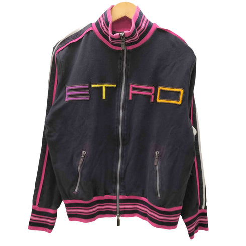 エトロ ETRO MADE IN ITALY イタリア製 ロゴ 刺繍 ジップアップ ダブルジップ スウェット ジャージ トラック ジャケット メンズ import:M