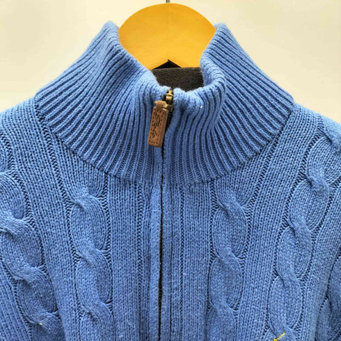 ポロラルフローレン POLO RALPH LAUREN ポニー 刺繍 ハーフジップ シルク 100% ケーブル編み ハイネック ニット メンズ import:M