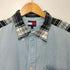 トミーヒルフィガー TOMMY HILFIGER 90s エンブレム 刺繍 シャンブレー チェック オックスフォード 切替 ボタンダウン L/S シャツ メンズ import:L
