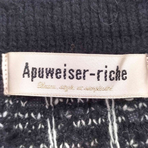 アプワイザーリッシェ Apuweiser riche シャギーツイードニットジャケット 金ボタン レディース JPN:2