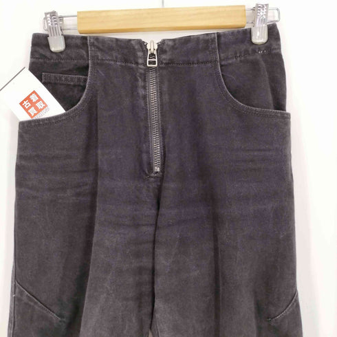 ザラ ZARA cropped mid waist barrel leg jeans フロントジップ バレルレッグ デニム パンツ レディース FR:32