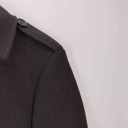 ボッテガヴェネタ BOTTEGA VENETA MADE IN ITALY イタリア製 裏地 シルク 背抜き カシミヤ混 アンゴラ カシゴラ ウール ステンカラー ロング コート メンズ EUR:44